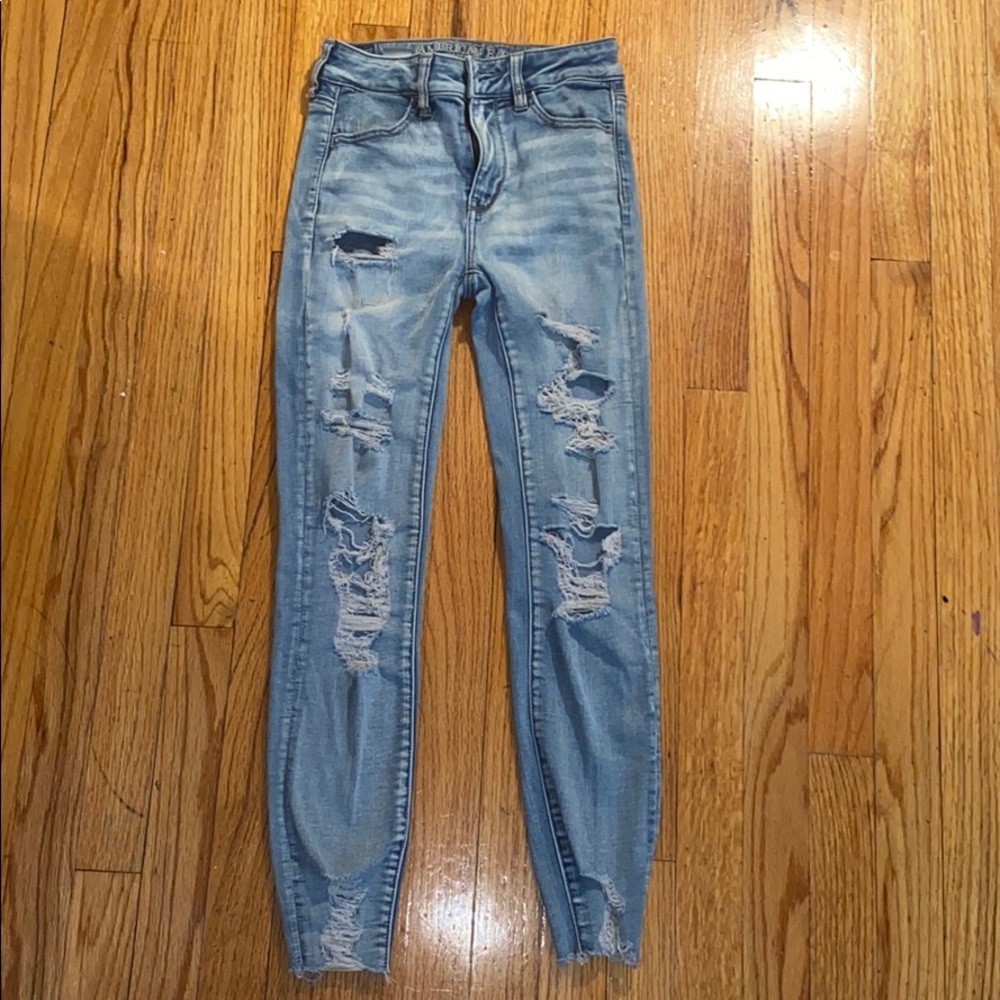 American Eagle High Waisted Ripped Jeans
